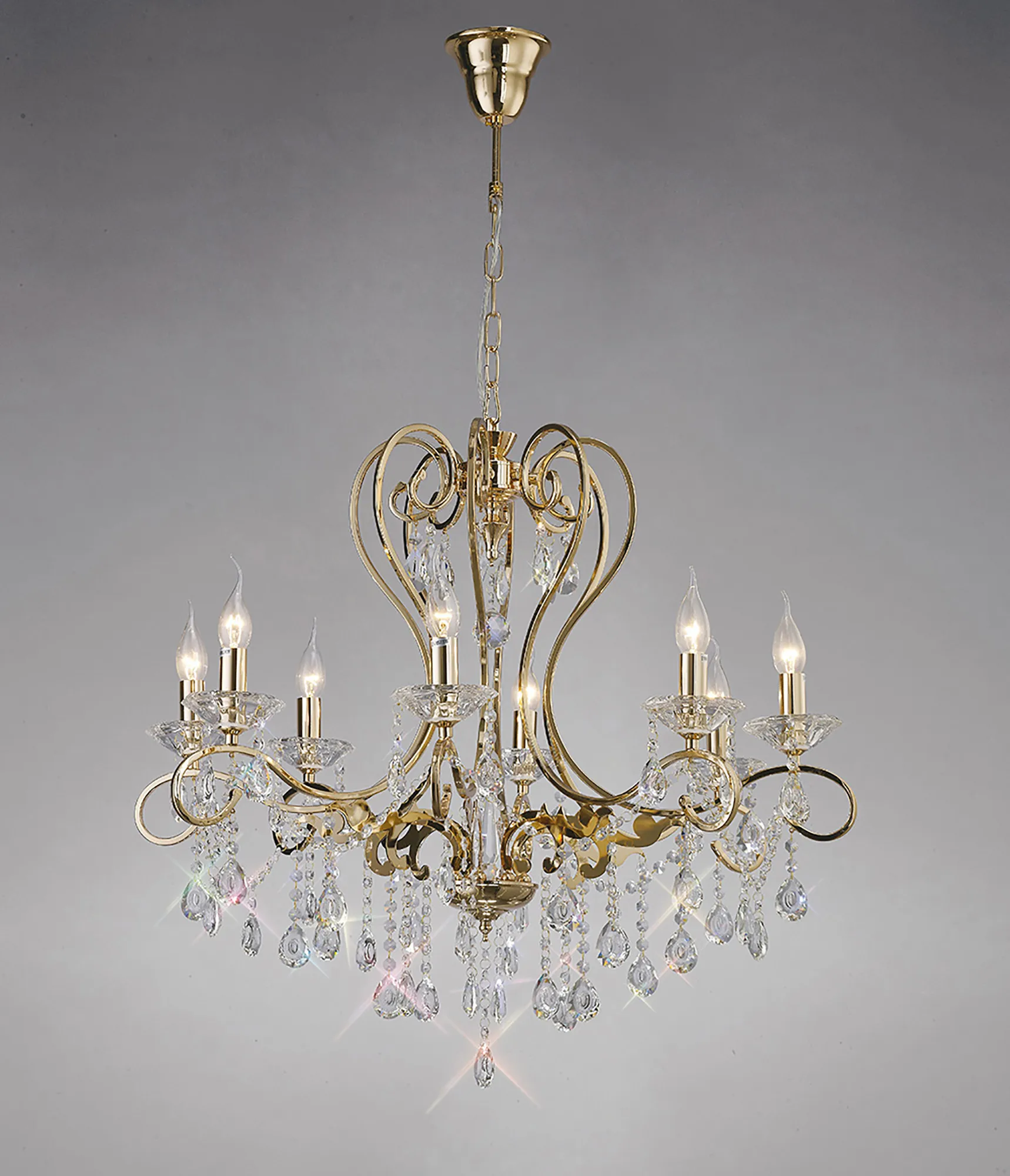 IL32068  Vela Crystal Chandelier 8 Light French Gold